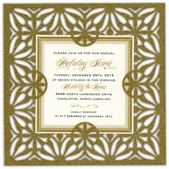 Gold Glittered Die-cut Frame Invitations